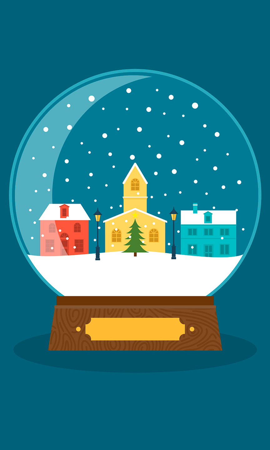 Pixabay Eine verschneite Stadt in einer Schneekugel