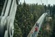 Mehrere Familien laufen in Bad Wildbad bei eher schlechtem Wetter über die Wildline hoch über den Bäumen.
