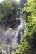 Wasserfall zwischen Bäumen.