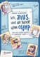 Das Bild zeigt das Cover des Buches "Ich, Zeus, und die Bande vom Olymp". Das hellblaue Cover zeigt, kleine Bilder von unterschiedlichen Göttern der griechischen Mythologie. Man sieht z.B. Europa mit einem Stier oder Demeter mit Weizenähren in den Händen.