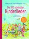 Auf dem Cover des Buches "Die schönsten Kinderlieder" sieht man 5 Kinder, welche musizieren und singen. Ein Mädchen spielt Blockflöte und ein anderes spielt Gitarre. Die anderen Kinder singen und lachen fröhlich.